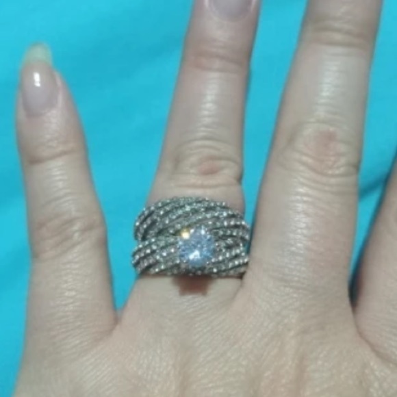 NEW STERLING SILVER  CZ ENGAGEMENT BAND RING SET - Picture 2 of 2